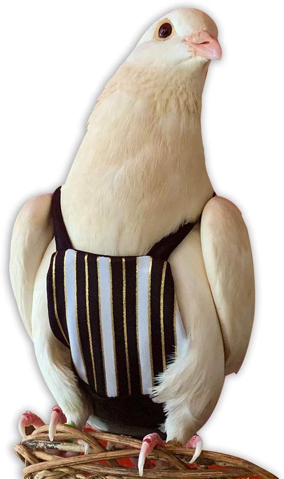 Flyper reusable avian clothing package back view highlighting safety features and fabric detail