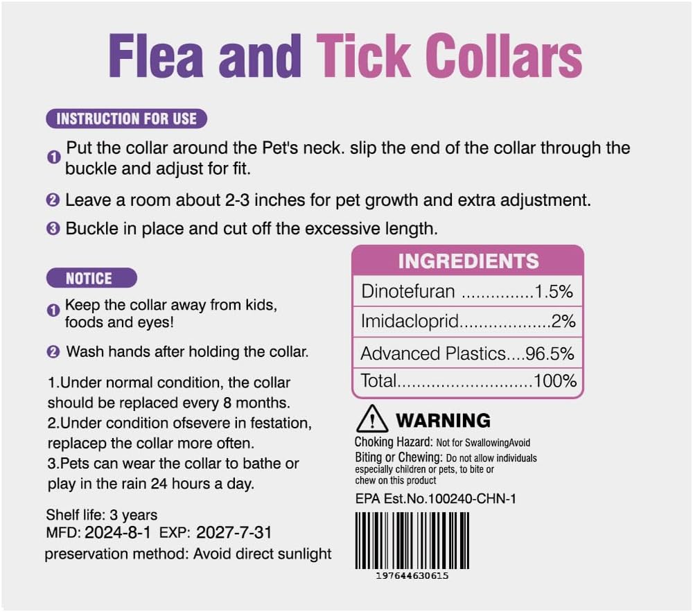 Adjustable Yfcact waterproof flea and tick collar for dogs