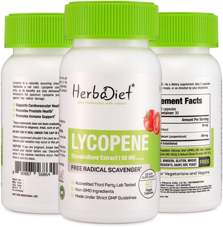 Herbadiet Lycopene one hundred twenty count bottle lifestyle angle