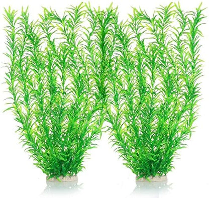 Close up view of the non toxic flexible leaves on the JIHAQUA fish tank ornament.