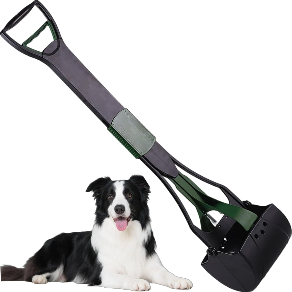 WOILIFE 36 inch tall pooper scooper front view heavy duty dog waste grabber