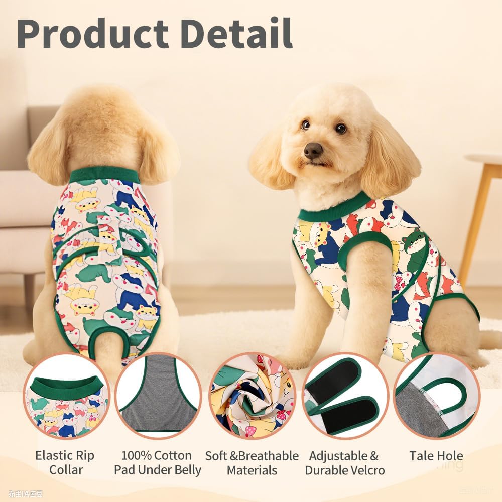 Breathable four way stretch fabric medical recovery outfit for dogs