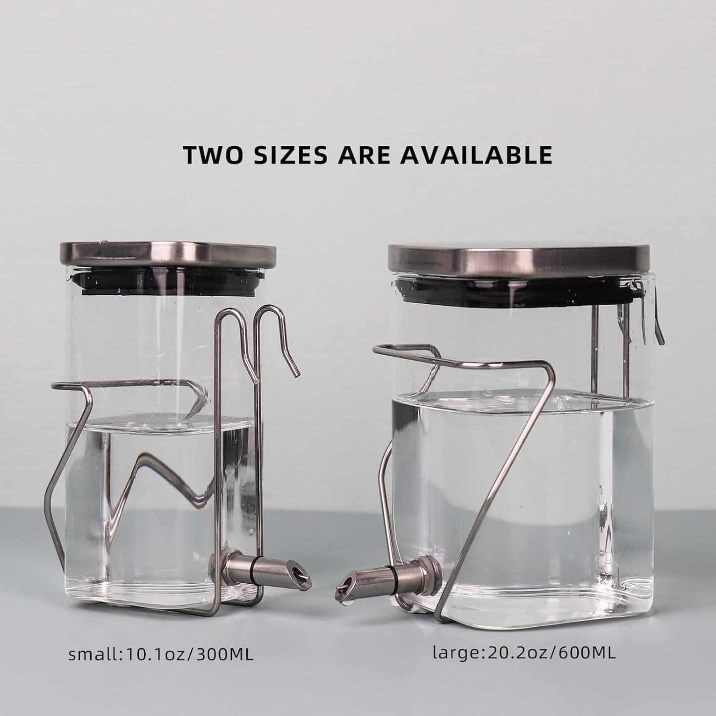 Guinea Pig Water Bottle No Drip, Rabbit Glass Waterer, Chinchilla Stainless Steel Nozzle Anti-Bite Water Dispenser for Small Animal, Bunny, Hamster, Sugar Glider and Rat(20.2oz) - Image 4