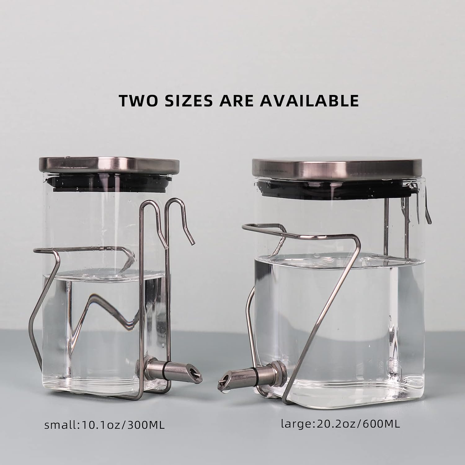 Guinea Pig Water Bottle No Drip, Rabbit Glass Waterer, Chinchilla Stainless Steel Nozzle Anti-Bite Water Dispenser for Small Animal, Bunny, Hamster, Sugar Glider and Rat(20.2oz) - Image 4