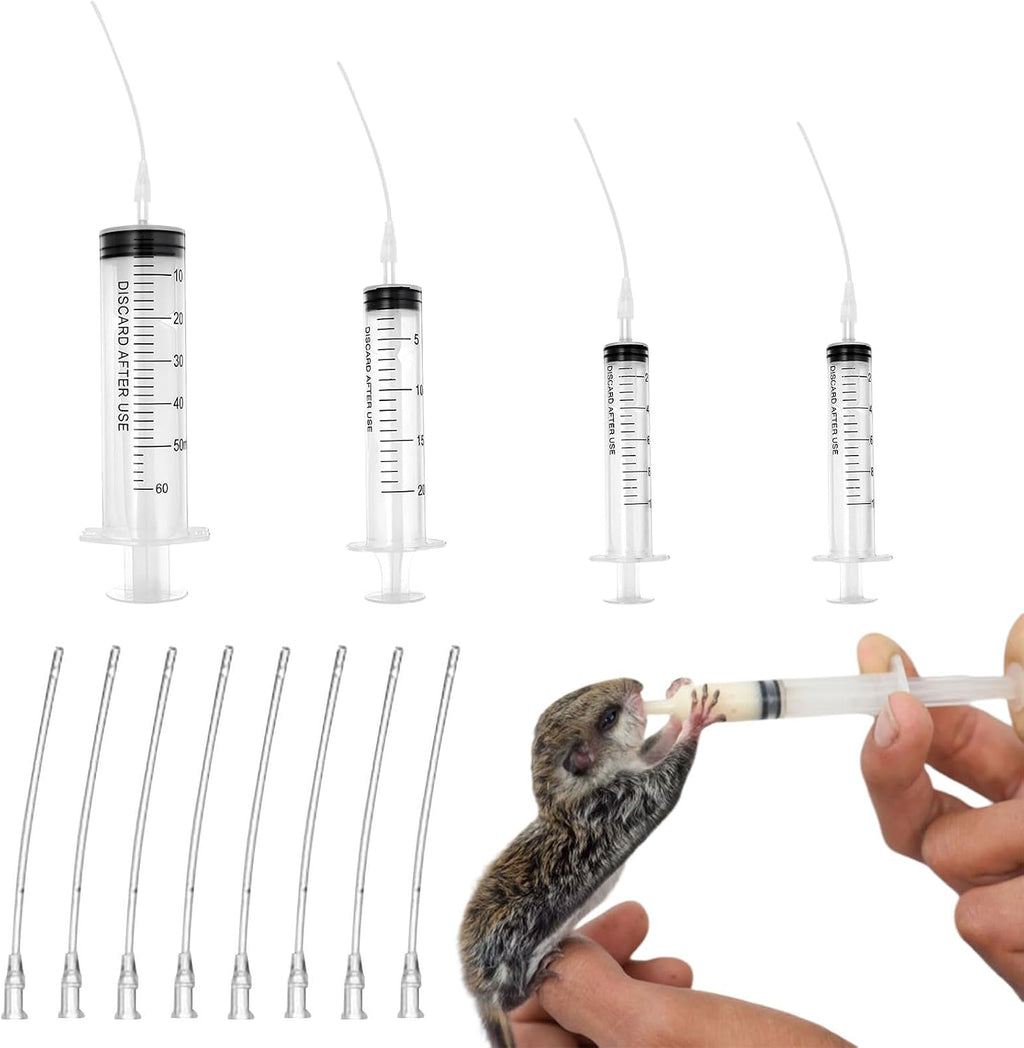 Baby Bird Feeding Syringe Set, Pet Parrot Milk Feeding Syringe with Tubes, Parrot Feeding Tubes Measuring Tools for Feeding Pets Scientific Industrial Labs... (10ml+10ml+20ml+60ml) - Image 1