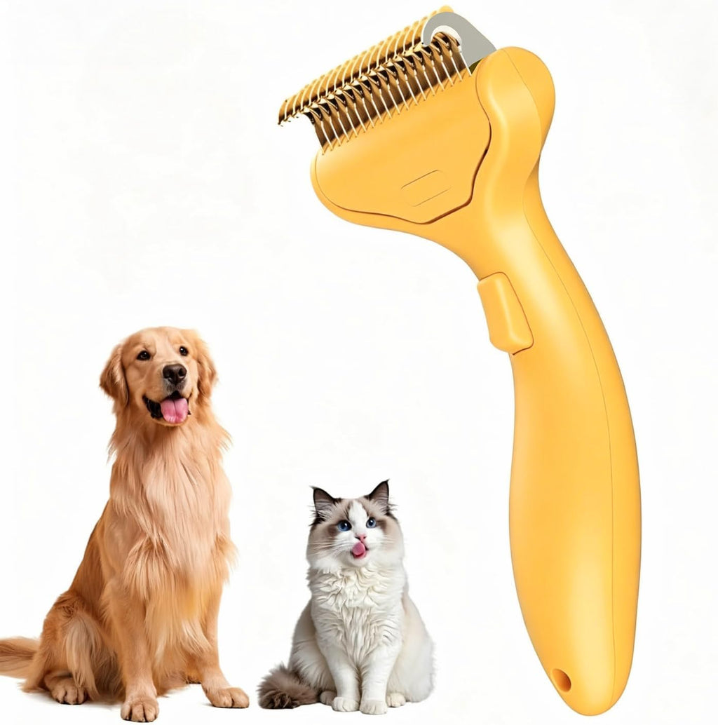 Undercoat Rake for Dogs & Cats, 3-in-1 Skin-Friendly Pet Fur Brush with One-Click Self-Clean Button, Deshedding Dog Brush for Long haired Pets, Cat Comb Removes Matted Fur & Loose Hair - Image 9