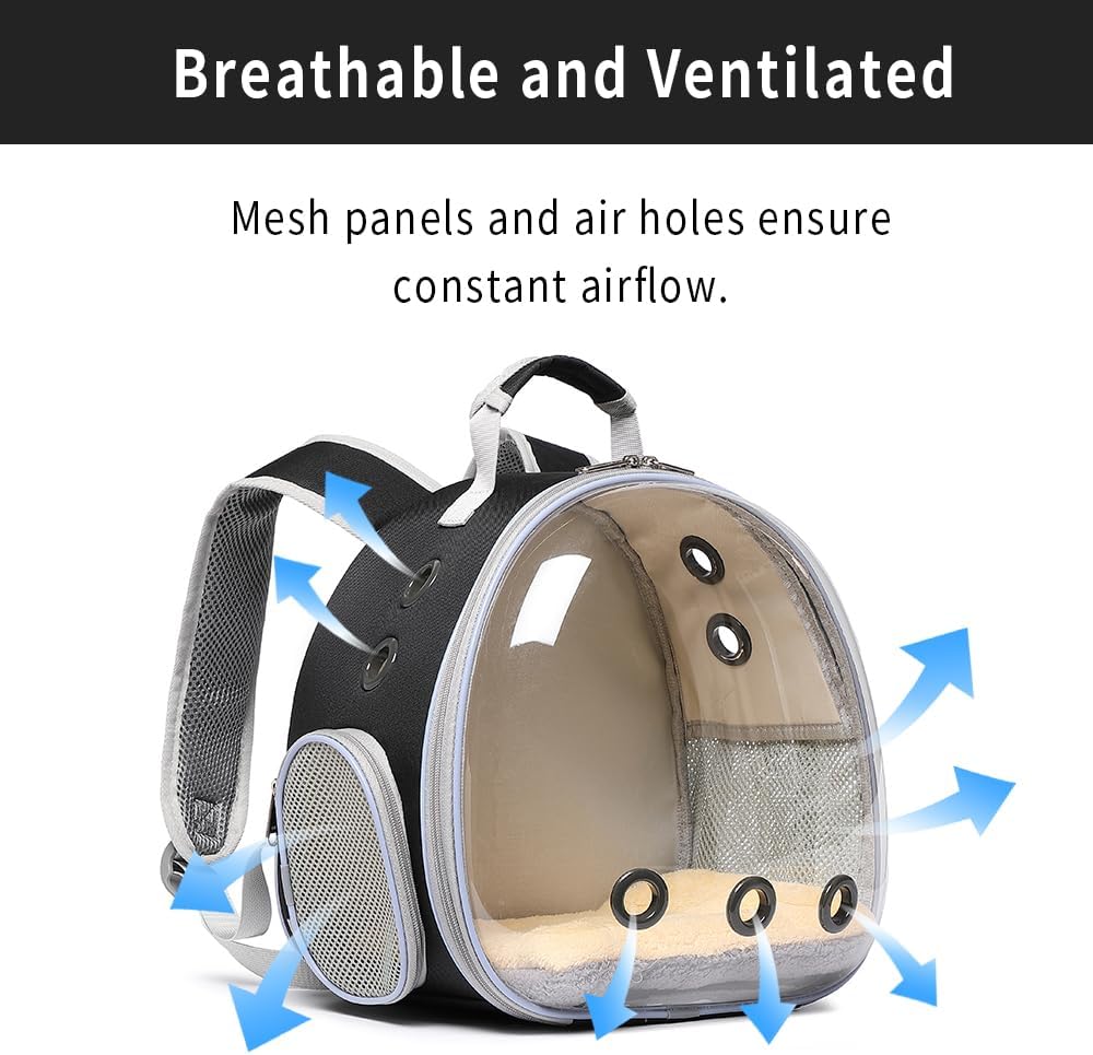 Bunny Carrier, Guinea Pig Carrier,Small Animal Carrier Backpack for Rabbit,Bearded Dragon, Lizard,Hamster,Kitten. Breathable Pet Travel Cage Bag Perfect for Vet Visits & Outdoor Adventures (Black) - Image 3