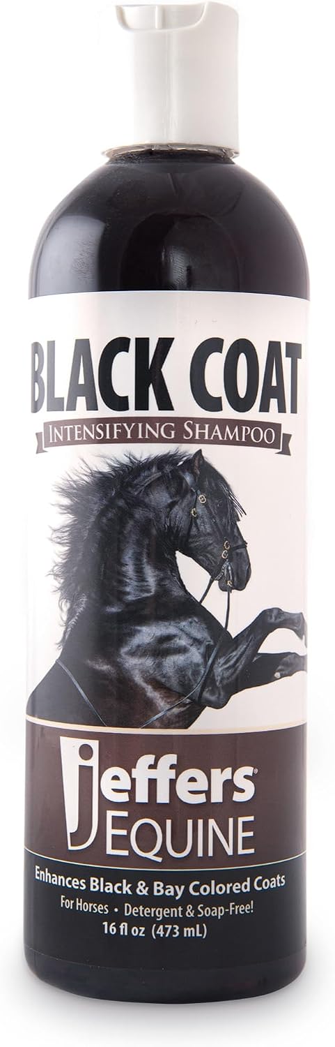 Side profile of Jeffers Medicated horse shampoo showing ingredient and usage information
