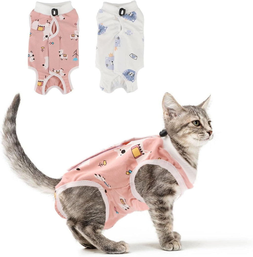 2PCS Cat Recovery Suit - Breathable Cat Surgical Recovery Suit, Onesie for Cats After Surgery Recovery, Alternative Cone of Shame Abdominal Wound Skin Wear Protection (Light Blue+Light Purple, L) - Image 12