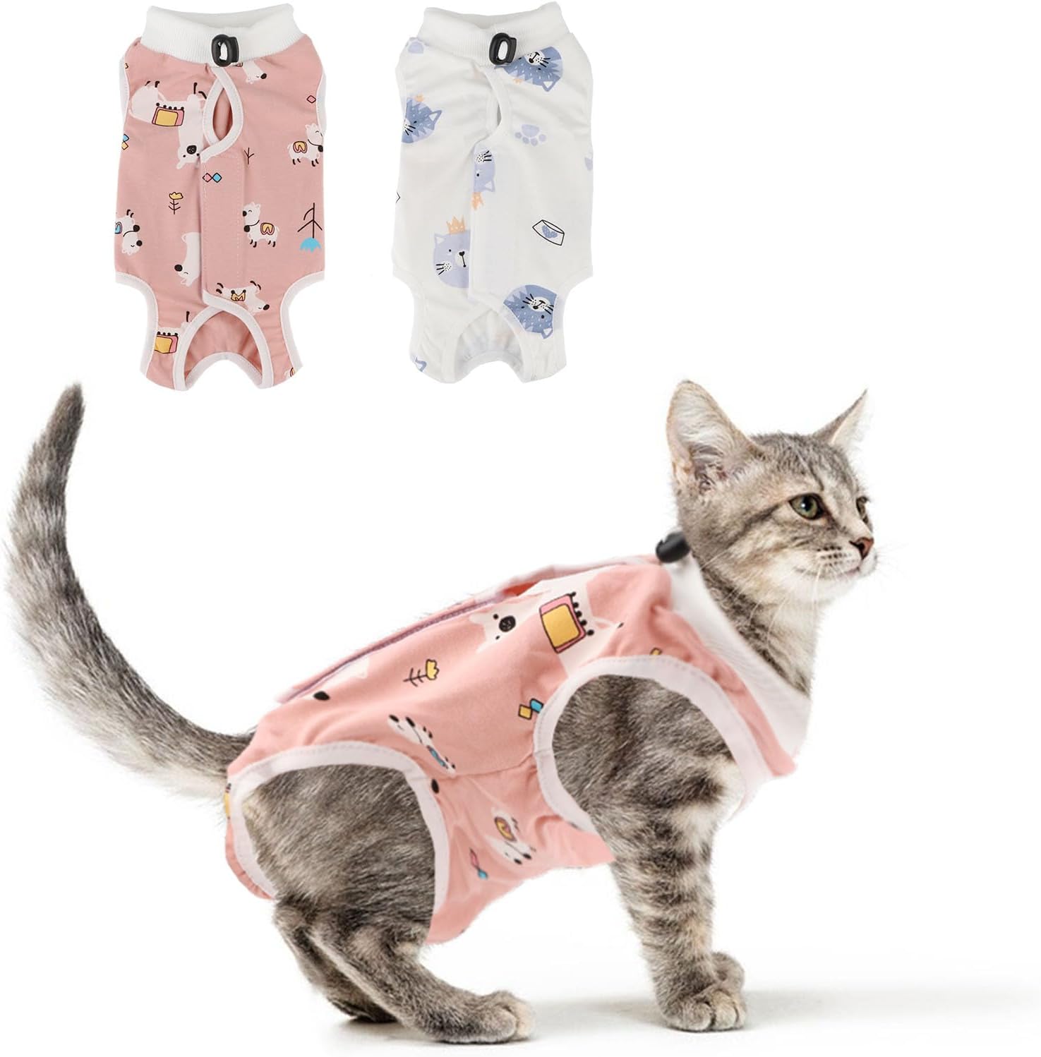 2PCS Cat Recovery Suit - Breathable Cat Surgical Recovery Suit, Onesie for Cats After Surgery Recovery, Alternative Cone of Shame Abdominal Wound Skin Wear Protection (Light Blue+Light Purple, L) - Image 12