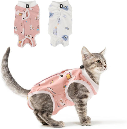 2PCS Cat Recovery Suit - Breathable Cat Surgical Recovery Suit, Onesie for Cats After Surgery Recovery, Alternative Cone of Shame Abdominal Wound Skin Wear Protection (Light Blue+Light Purple, L) - Image 12