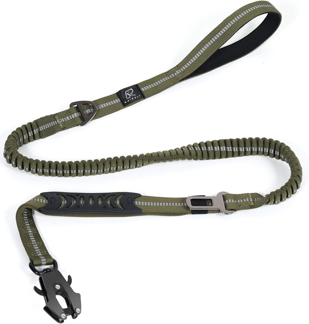 Raipult Tactical Dog Leash Heavy Duty, 4-6FT Shock Absorbing Bungee Leash with Quick Release Clip& 2 Handles, No Pull Waking Lead with Car Seatbelt for Medium Large Dogs that Pull, Black - Image 11