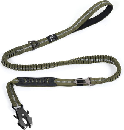 Raipult Tactical Dog Leash Heavy Duty, 4-6FT Shock Absorbing Bungee Leash with Quick Release Clip& 2 Handles, No Pull Waking Lead with Car Seatbelt for Medium Large Dogs that Pull, Black - Image 11