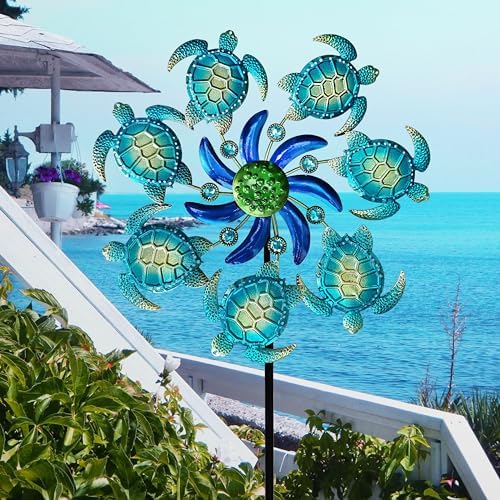Coozzyhour 39 inch wind spinner installed in garden bed