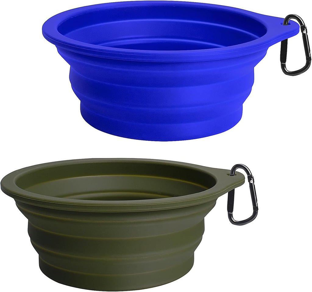 PetBonus 2-Pack Silicone Collapsible Dog Bowls, BPA Free Dishwasher Safe, Portable Foldable Expandable Travel Bowl, Food Water Feeding Cup Dish for Dogs Cats with 2 Carabiners (Turquoise, Tan) - Image 11