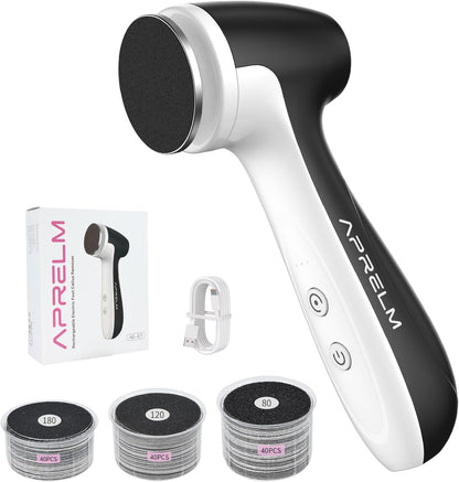 Rechargeable Electric Foot Callus Remover with 3-Sizes 120Pcs Sandpaper Discs, Professional 1000RPM 3-Speed Control Electric Foot File (E7 Black) - Image 1