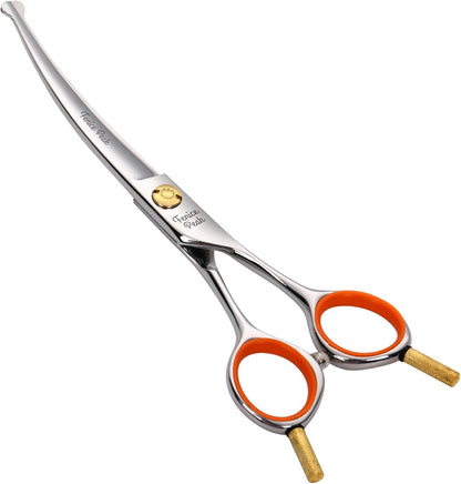 Fenice Peak 5 inch curved grooming scissors front view