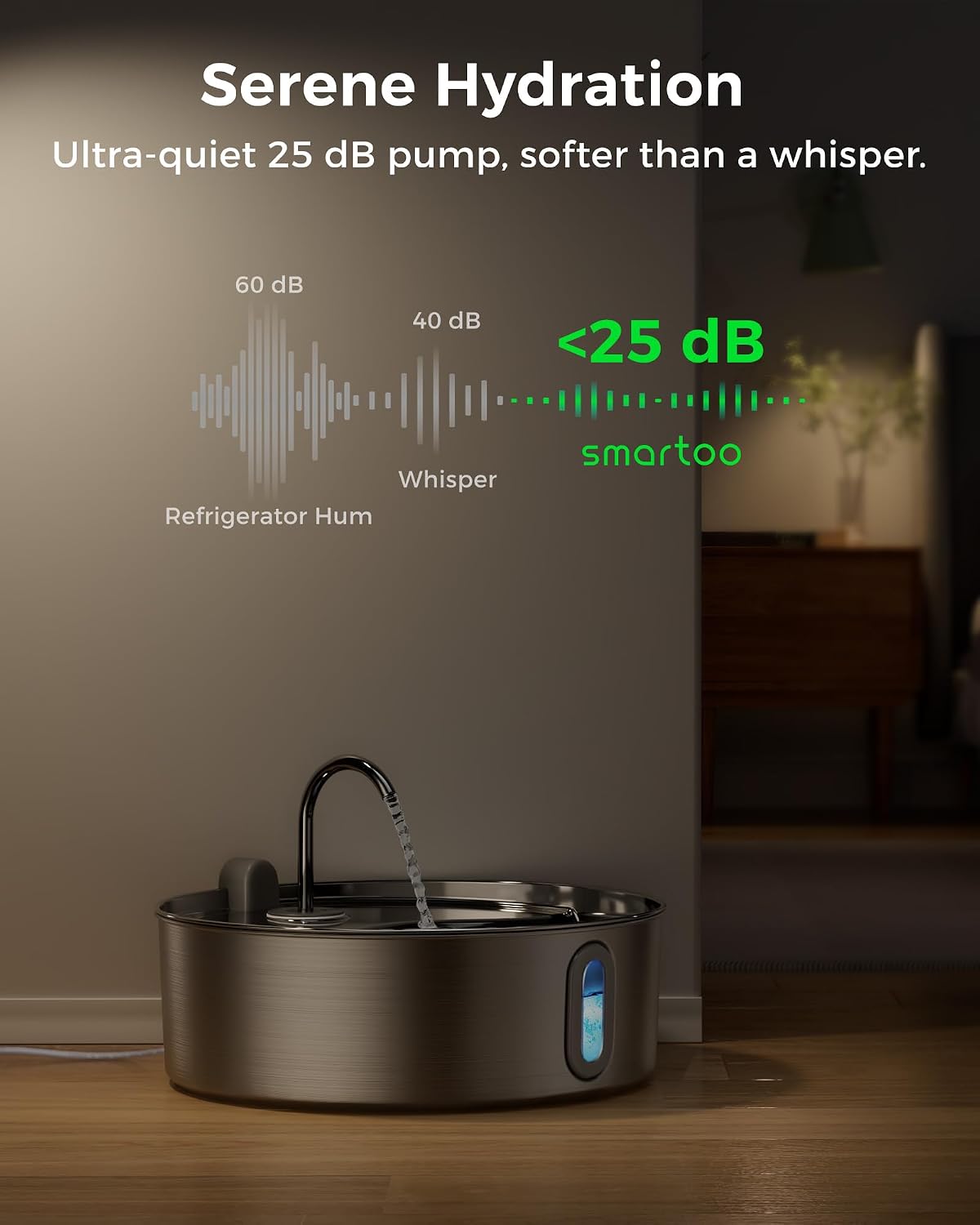 Side profile of the Smartoo 7 Liter dog water fountain.