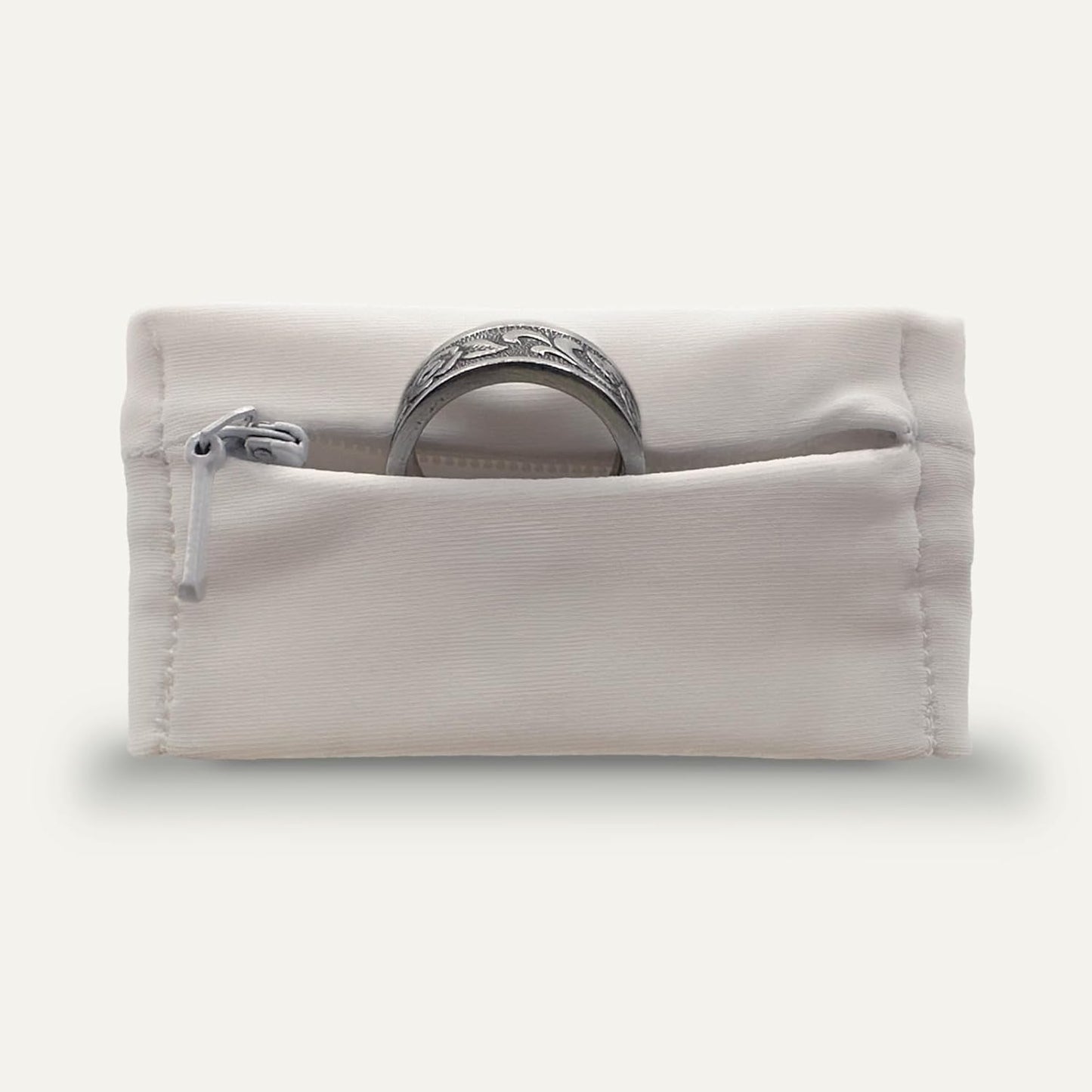 RingHero wristband ring holder front view showing secure zipper