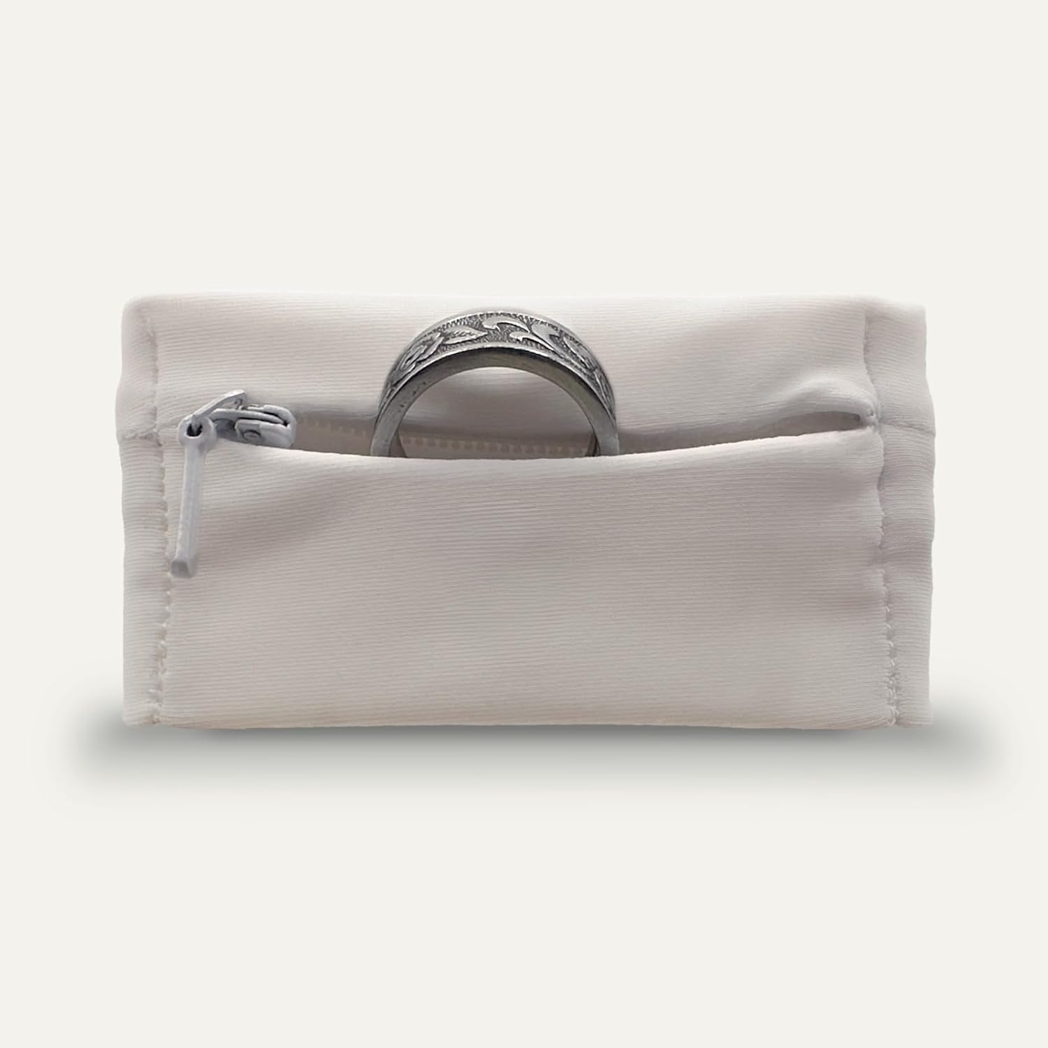 RingHero wristband ring holder front view showing secure zipper