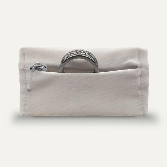 RingHero wristband ring holder front view showing secure zipper