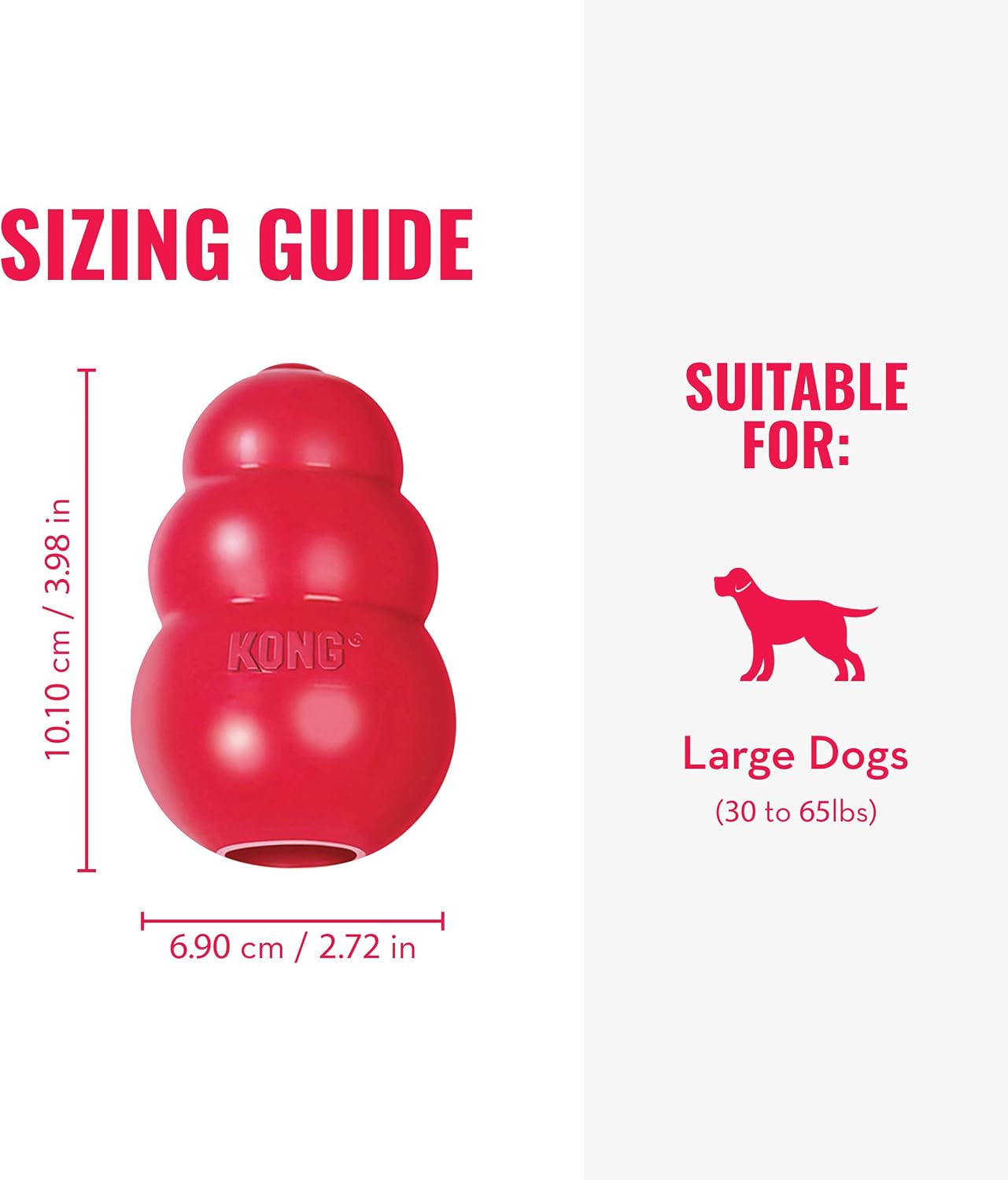 Authentic KONG Classic dog toy packaged for large breeds fifteen to thirty-five kilograms