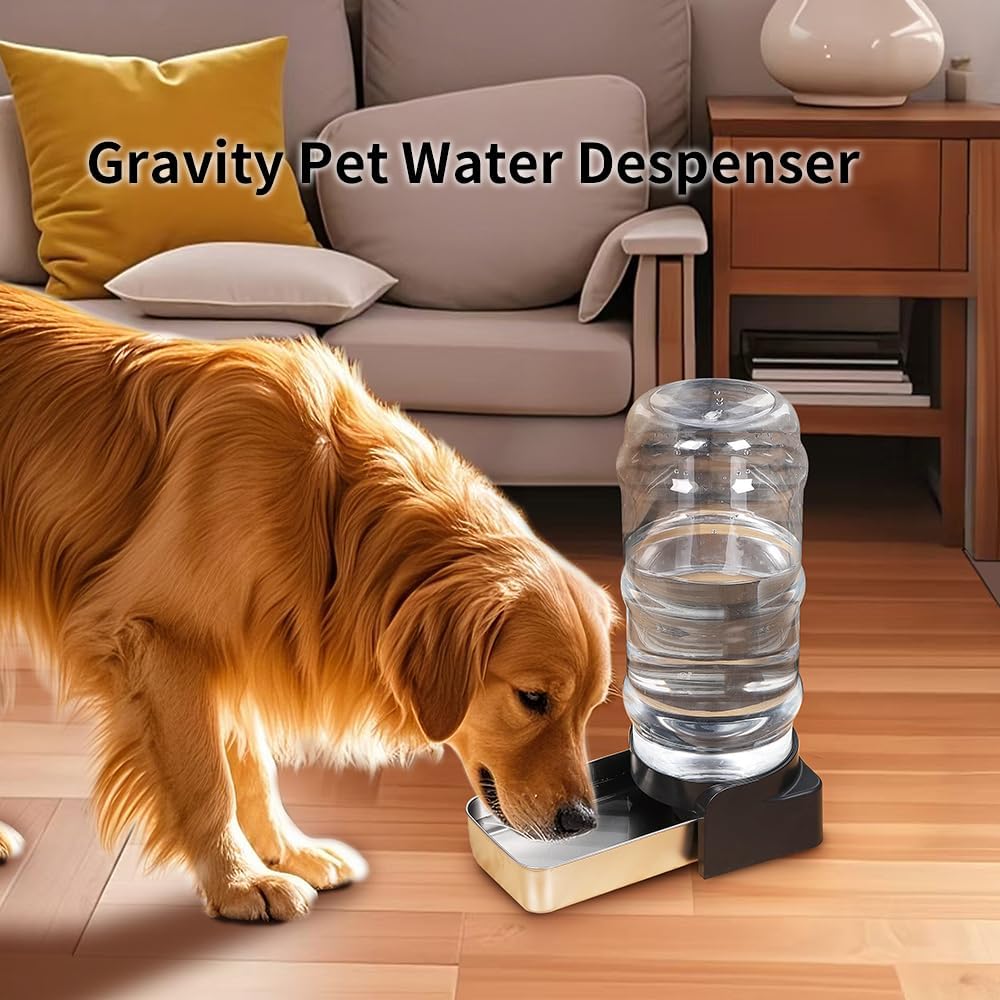 Pakeway non electric pet waterer with transparent one gallon jug showing water level