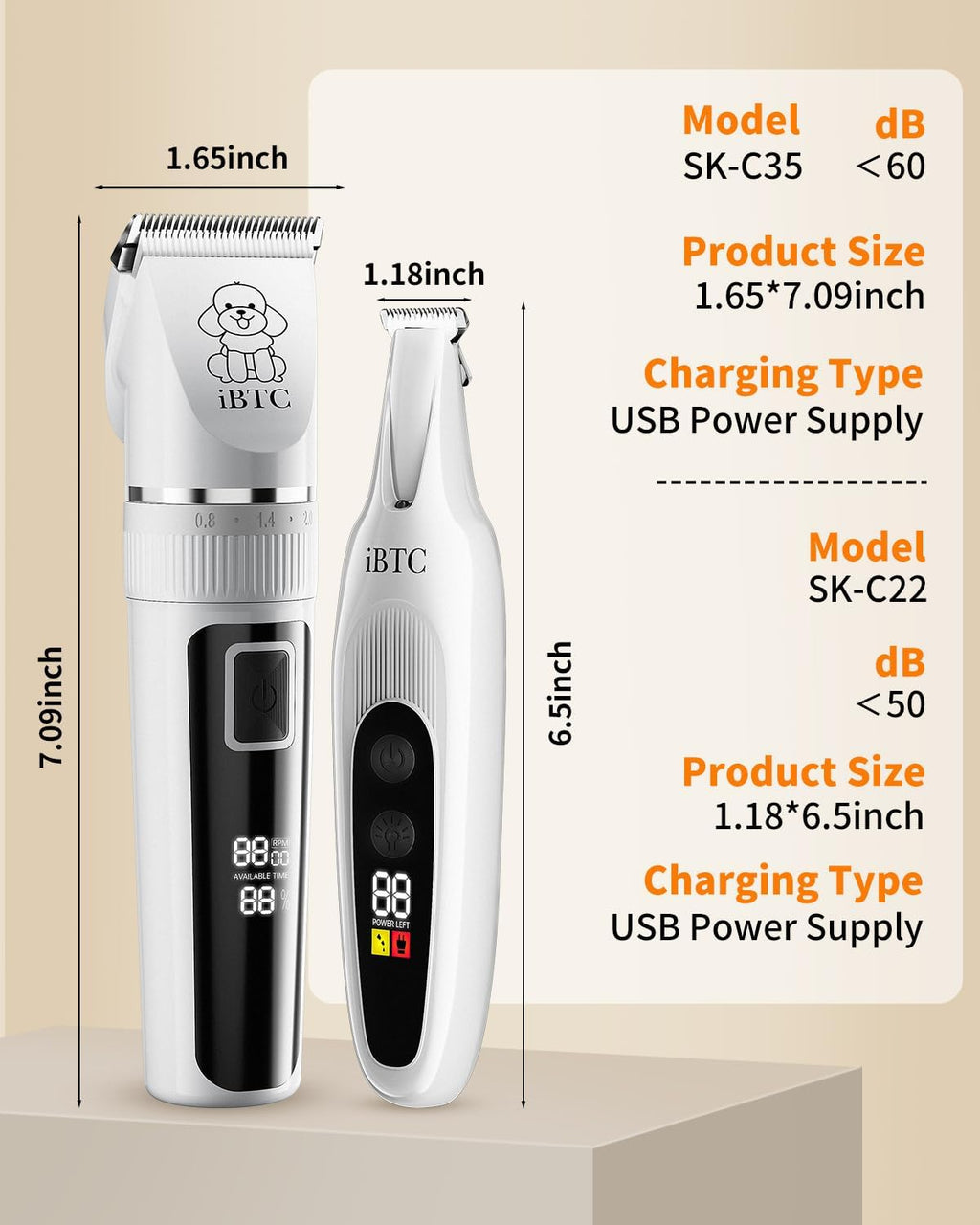 iBTC Professional Dog Grooming Kit at Home: All-in-One Quiet Clippers & Nail Grinder with LED Light, Cordless Dog Shaver, Safe Poodle Grooming Kit for Paws, Face, Ears & BodyWhite Combination - Image 9