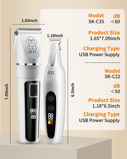 iBTC Professional Dog Grooming Kit at Home: All-in-One Quiet Clippers & Nail Grinder with LED Light, Cordless Dog Shaver, Safe Poodle Grooming Kit for Paws, Face, Ears & BodyWhite Combination - Image 9