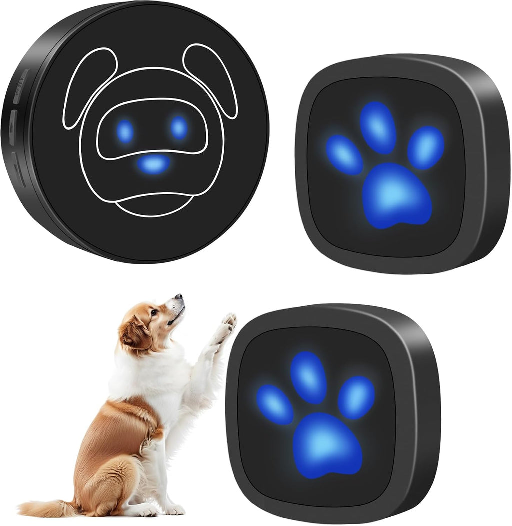 Whimsii wireless dog doorbell system with black receiver and transmitters