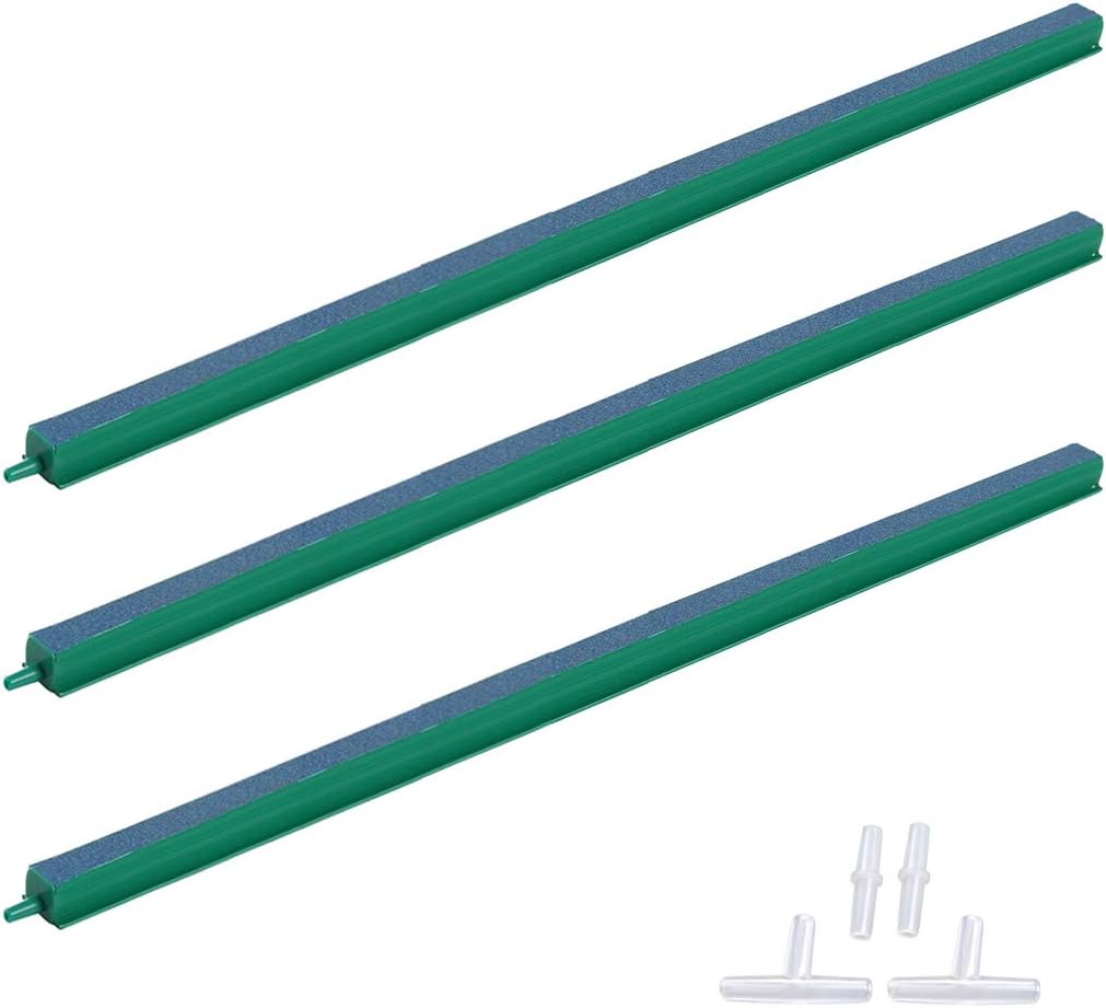 Water aeration bubble curtain generated by the Alegi hydroponic mineral stone strip.
