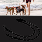 Generic three way dog leash configured for walking three medium sized pets comfortably.
