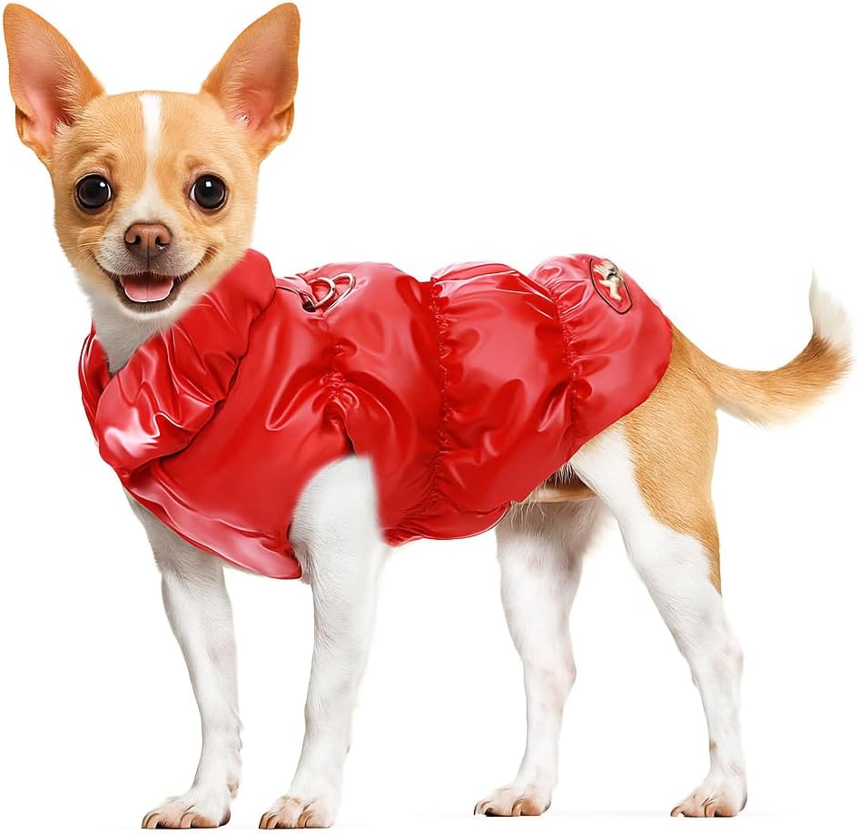 ABRRLO Winter Warm Dog Jacket for Small Medium Dogs Cat Cold Weather Coats with Harness Paded Dogs Fleece Vest Waterproof Windproof Dog Snow Jacket Pet Puppy Clothes (Pink,S) - Image 15