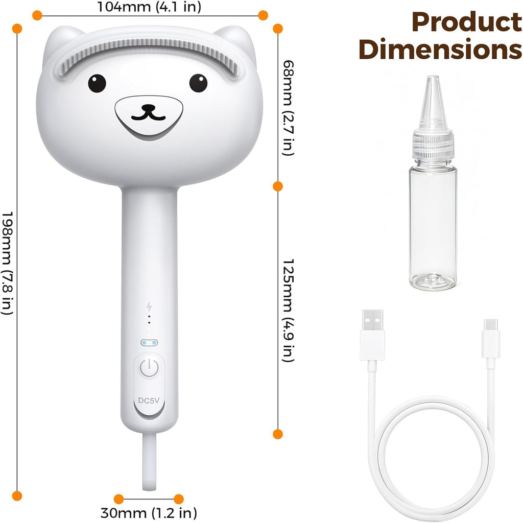 Self Cleaning Shedding Steam Cat Brush, Silicone Scraper Included Dog Brush, primecat, Cat Brushes for Shedding, USB Rechargeable, for Grooming & Haired Pets, Dogs & Cats, White - Image 9