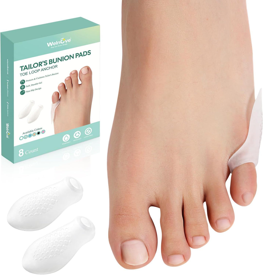 Welnove Tailor's Bunion Corrector Pads 8 pack front view for foot pain relief.