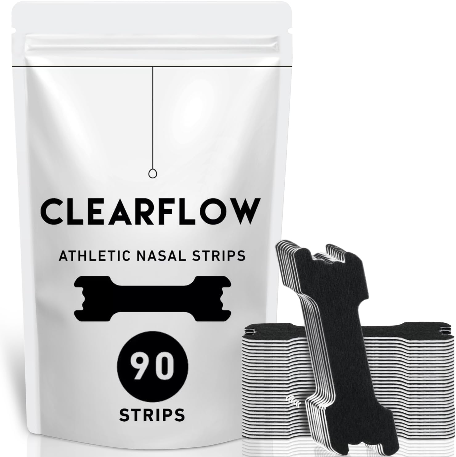 Lepac Performance Nasal Strips front view of 90 count box for breathing relief