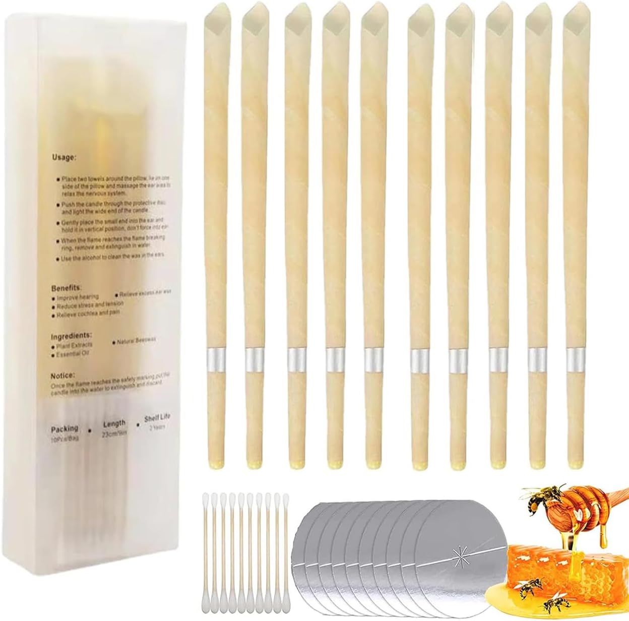 Caripeloy 10 piece bamboo ear wax removal tool kit front view showing natural wooden grooming picks