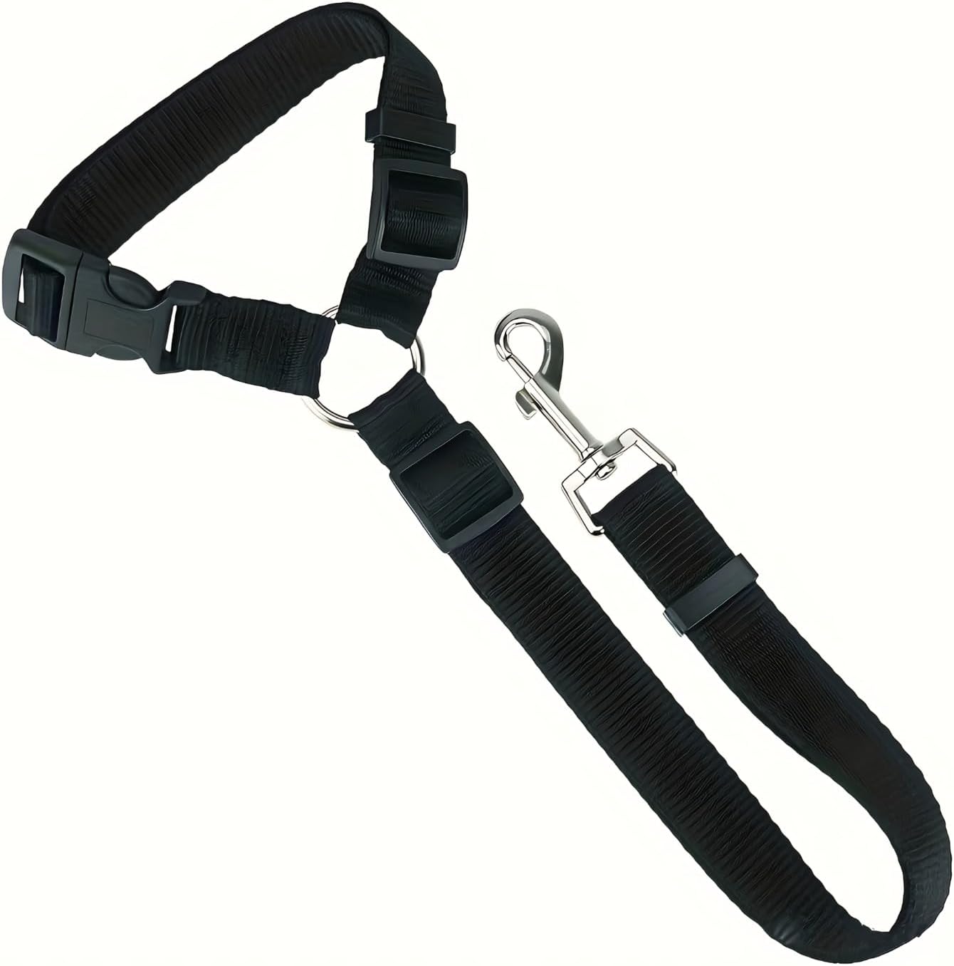 Adjustable nylon dog seat belt strap detail