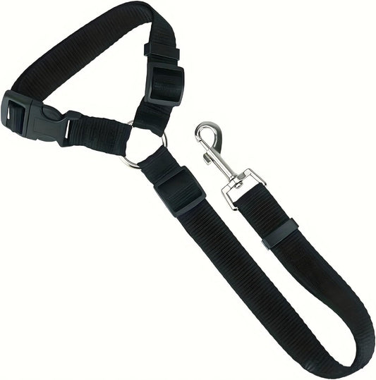 Adjustable nylon dog seat belt strap detail