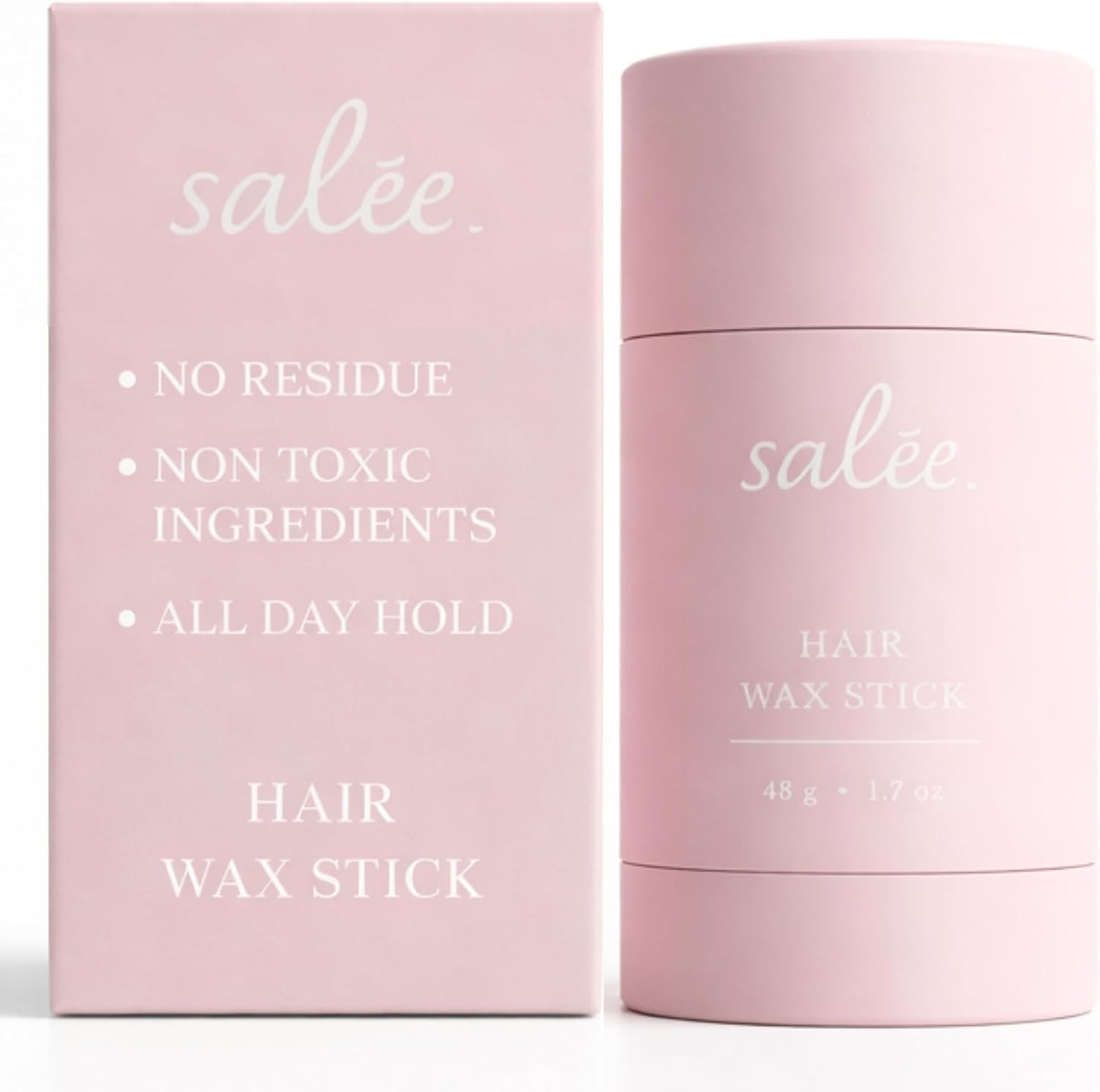 Salée Hair Wax Stick front view in pink packaging