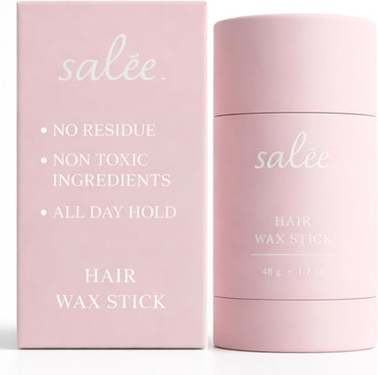 Salée Hair Wax Stick front view in pink packaging