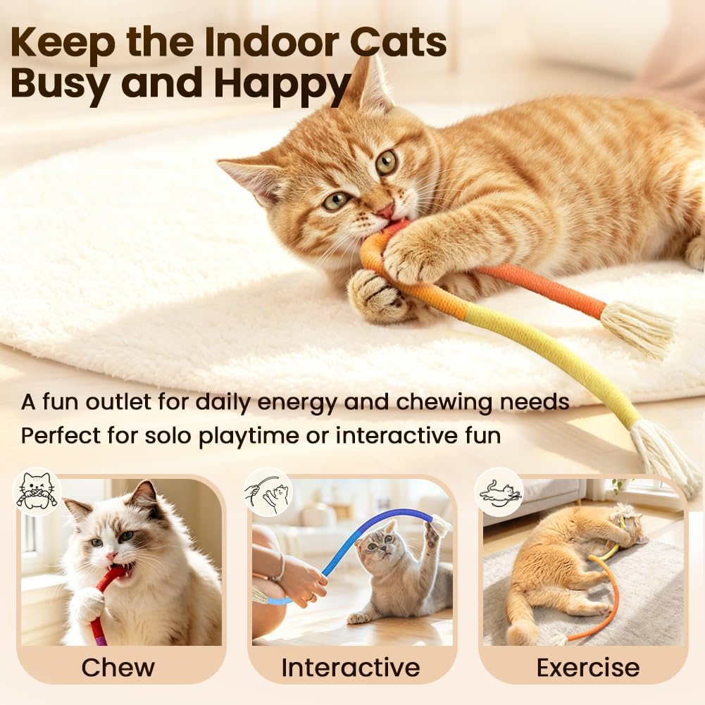 Cat Chew Ropes with Catnip, Teeth Cleaning, 3Pcs 23.6" for Cats - Image 2