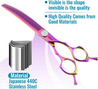 Side profile of SnipStar dog shears showcasing the 25 degree curved arc design