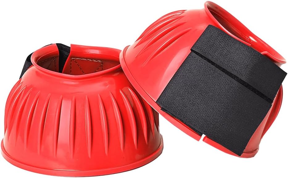 HILASON Western Horse Rubber PVC Ribbed Double Hook and Loop Bell Boots Training Protective Shock Absorbing Leg - Image 11