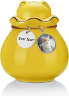 SOITIS Pet Memorial Urn for Cat or Dog Ashes - 3.54"x3.15" Elegant Ceramic Keepsake Holder with Pet-Shaped Lid & Gold Trim, Small Cyan Urn for Pet Ashes Portable Size Urns - Image 13