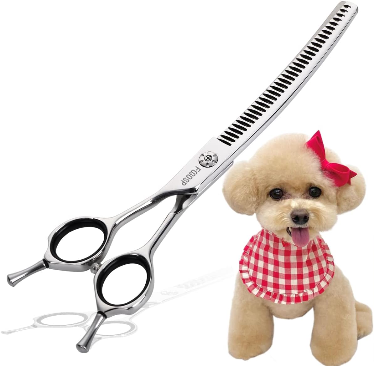 8.0'' Curved Chunkers Shears for Dog Grooming Professional Magic Pet Grooming Scissors with Big Artificial Diamonds 38 Teeth for Large Dogs(8.0 in, Curved Chunkers) - Image 10