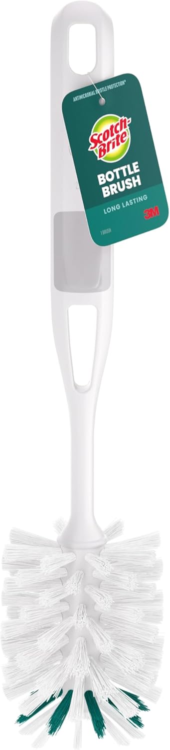 Scotch-Brite Glass and Water Bottle Brush, Long-Lasting, Safe on Glassware, Shaker Bottles, Food Processors, & More, Non-slip handle, Durable, Reusable, Clean in Top Rack of Your Dishwasher - Image 1