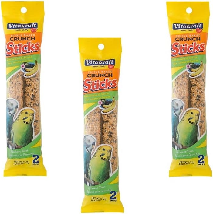 Vitakraft Crunch Sticks Parakeet Treat - Triple-Baked Millet Parakeet Treats with Natural Wood Center - Crunchy & Nutritious Bird Treat Sticks for Small Animals (12 Count, Honey, Egg, and Apple) - Image 10