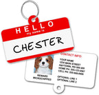 1 Cute Pooch rectangular aluminum pet tag in orange color option
