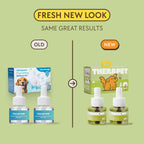 TheraPetMD dog pheromone replacement bottles showing forty-eight milliliter liquid levels clearly.